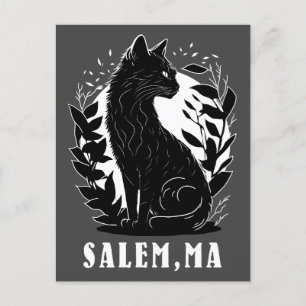 Illustration av svart katt Salem Vykort