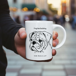 Illustration av svart linje i engelska Bulldog Por Mugg