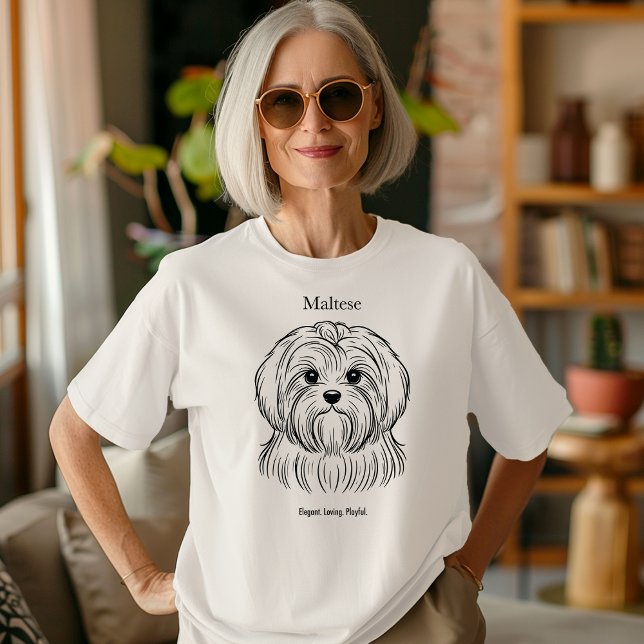 Illustration av svart linje på maltesiska Porträtt T Shirt (Skapare uppladdad)