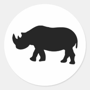 illustration av svart noshörning runt klistermärke