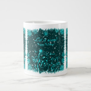 Illustration av svart och blå Snögubbe-Låt det snö Jumbo Mugg