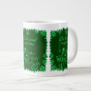 Illustration av svart och Grönt Snögubbe-Låt det s Jumbo Mugg