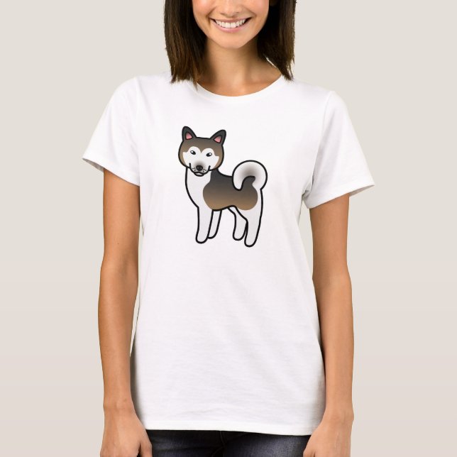 Illustration av svart och vit Alaskan Malamute hun Tee (Framsida)