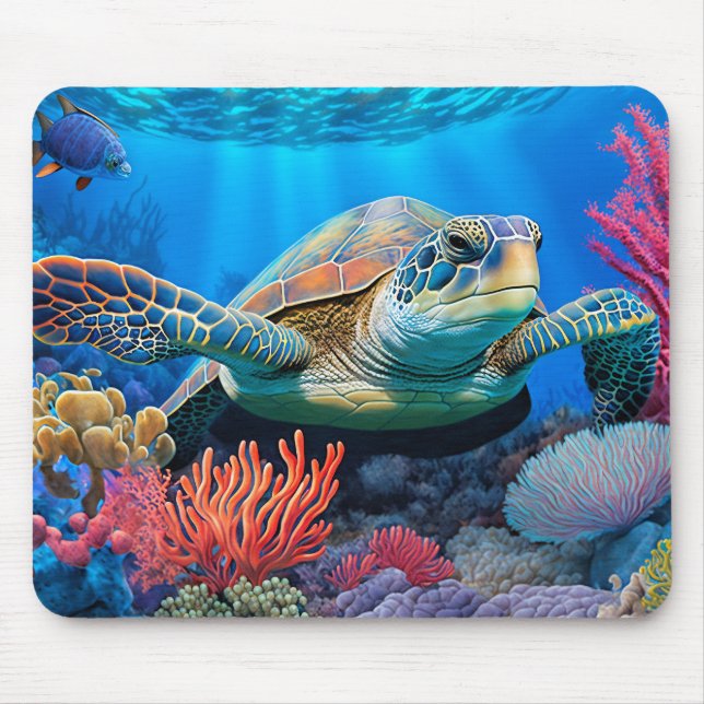 Illustration av Swimming Sea Turtle Musmatta (Framsidan)