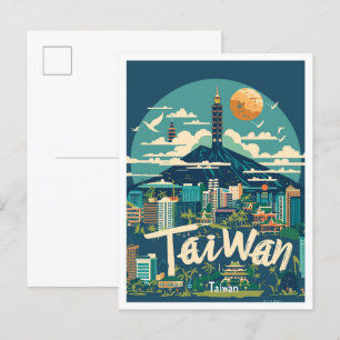 Illustration av Taiwan Art Vintage resor Vykort