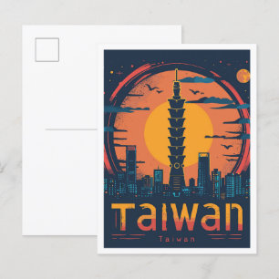 Illustration av Taiwan Art Vintage resor Vykort