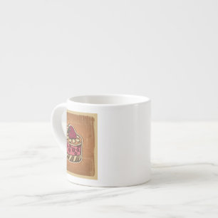 Illustration av tårtan i retro stil espressomugg