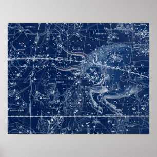Illustration av Taurus Zodiac-Vintage Poster