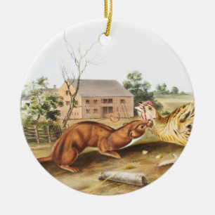 Illustration av Tawny Weasel (Putorius fuscus) Julgransprydnad Keramik