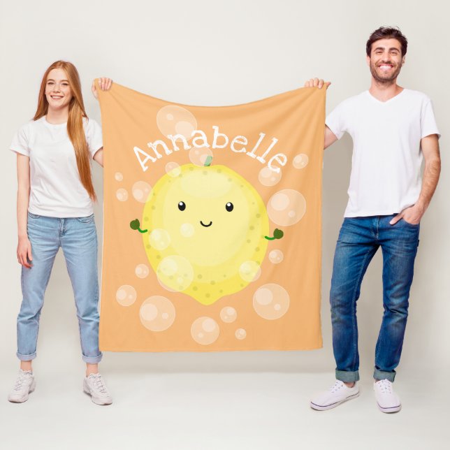 illustration av tecknad av färskbubblor för citron fleecefilt (På plats)
