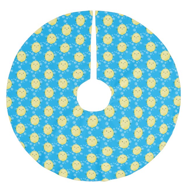 illustration av tecknad av färskbubblor för citron julgransmatta borstad polyester (Framsidan)