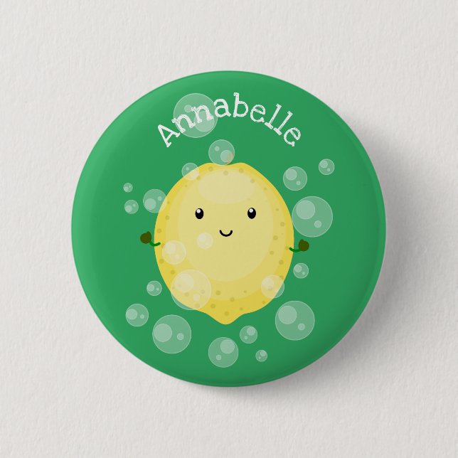 illustration av tecknad av färskbubblor för citron knapp (Framsida)