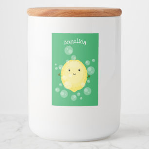 illustration av tecknad av färskbubblor för citron mat etikett