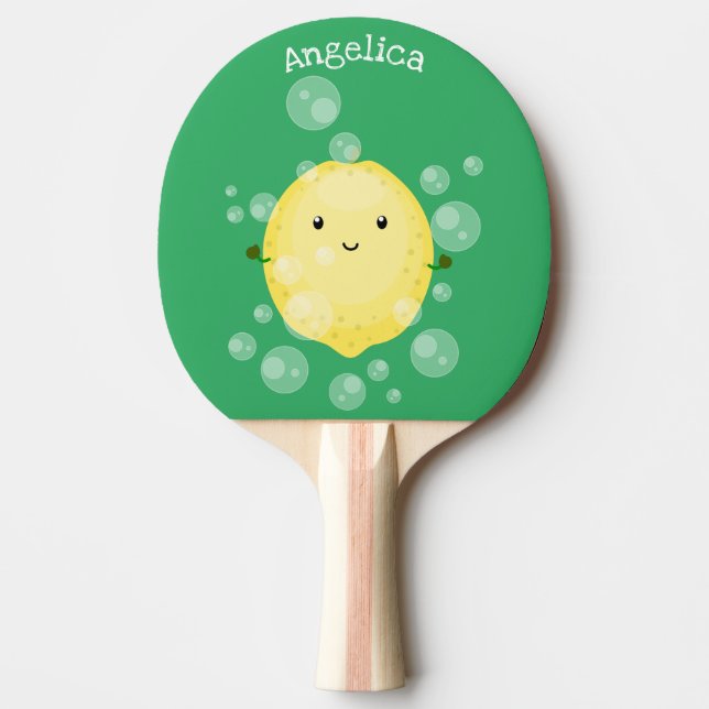 illustration av tecknad av färskbubblor för citron pingisracket (Framsidan)