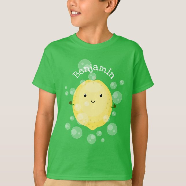illustration av tecknad av färskbubblor för citron t shirt (Framsida)