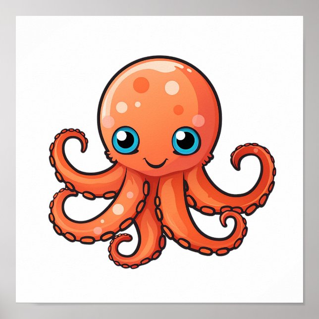 illustration av tecknad bläckfisk poster (Framsidan)