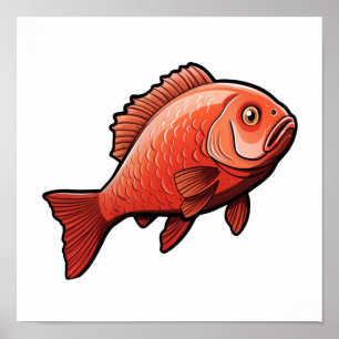 illustration av tecknad fisk poster