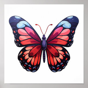 illustration av tecknad-fjäril poster