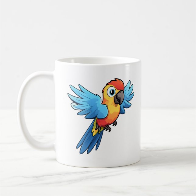 illustration av tecknad parrot kaffemugg (Vänster)
