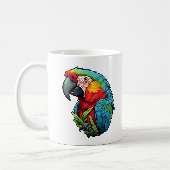 illustration av tecknad parrot kaffemugg (Vänster)