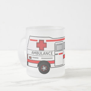 illustration av tecknaden Ambulance Frostad Glasmugg