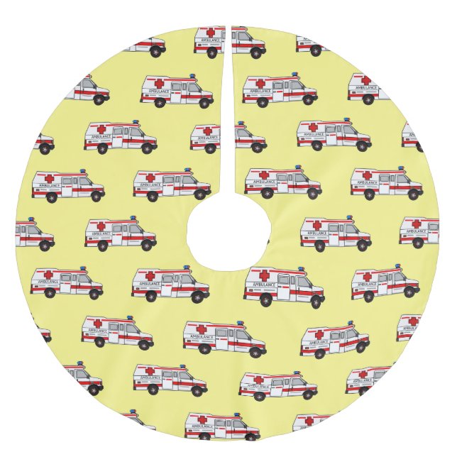 illustration av tecknaden Ambulance Julgransmatta Borstad Polyester (Framsidan)