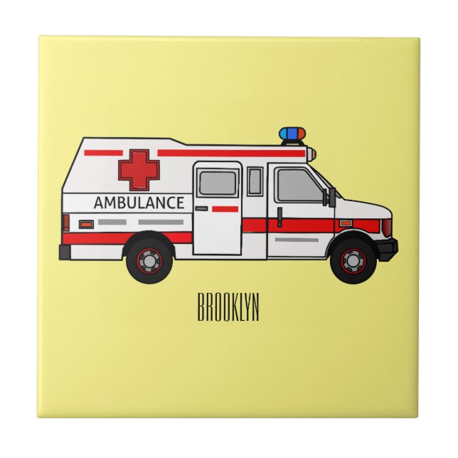 illustration av tecknaden Ambulance Kakelplatta (Framsidan)