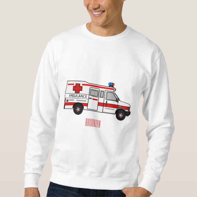 illustration av tecknaden Ambulance Lång Ärmad Tröja (Framsida)