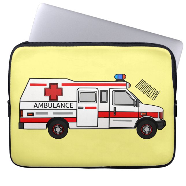 illustration av tecknaden Ambulance Laptop Fodral (Framsidan)