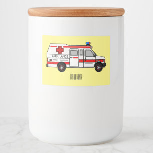 illustration av tecknaden Ambulance Mat Etiketter