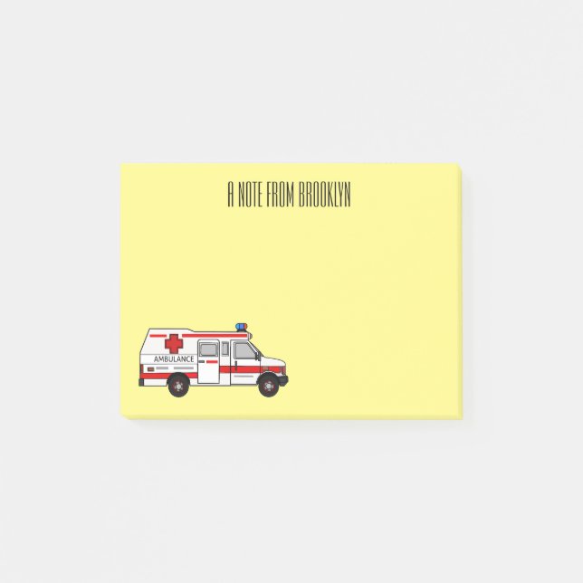 illustration av tecknaden Ambulance Post-it Block (Framsida)