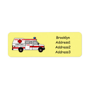 illustration av tecknaden Ambulance Returadress Etikett