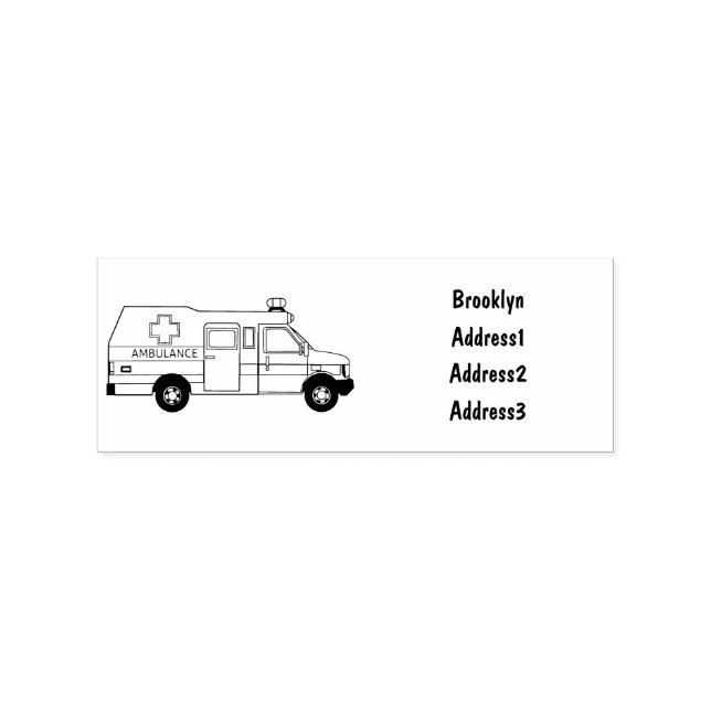 illustration av tecknaden Ambulance Stämpel (Tryck)