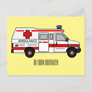 illustration av tecknaden Ambulance Vykort