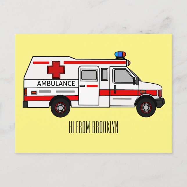 illustration av tecknaden Ambulance Vykort (Framsida)