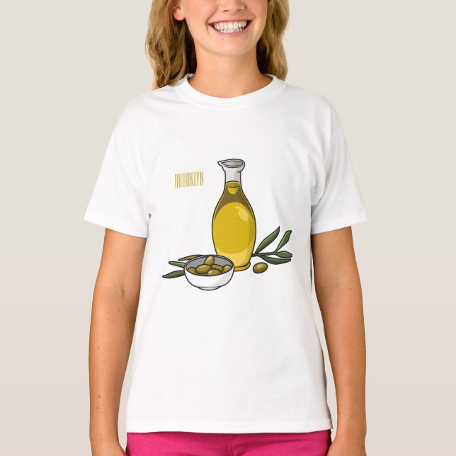 illustration av tecknaden av olivolja t shirt (Framsida)
