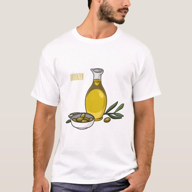 illustration av tecknaden av olivolja t shirt (Framsida)