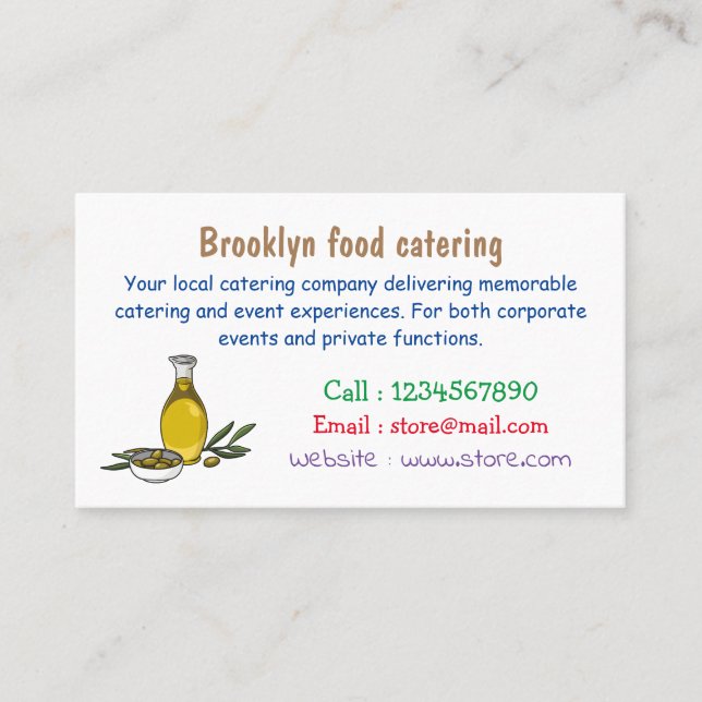 illustration av tecknaden av olivolja visitkort (Framsida)