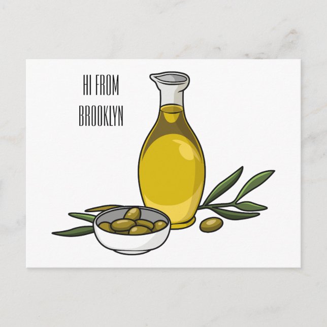 illustration av tecknaden av olivolja vykort (Framsida)