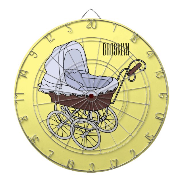 illustration av tecknaden barnvagn darttavla (Framsidan)