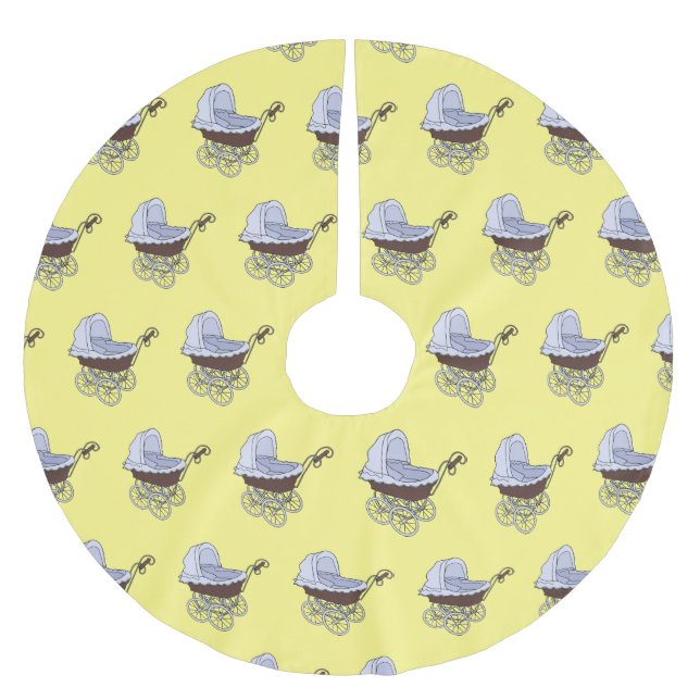 illustration av tecknaden barnvagn julgransmatta borstad polyester (Framsidan)