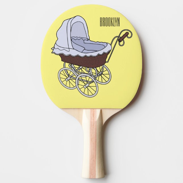 illustration av tecknaden barnvagn pingisracket (Framsidan)