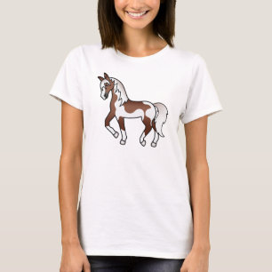 Illustration av Tecknaden Brown Pinto Trotting Hor T Shirt
