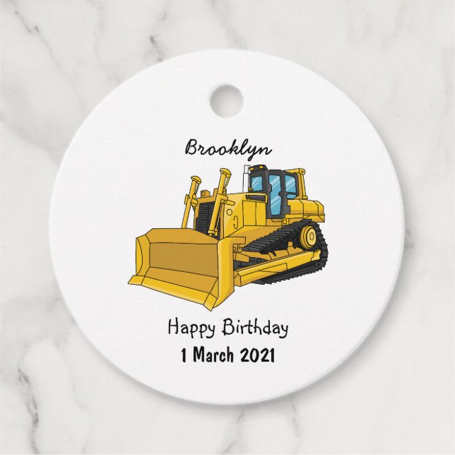 illustration av tecknaden Bulldozer Gåvor Etiketter (Framsida)