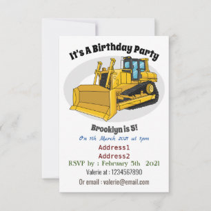 illustration av tecknaden Bulldozer Inbjudningar