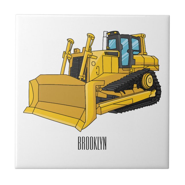 illustration av tecknaden Bulldozer Kakelplatta (Framsidan)