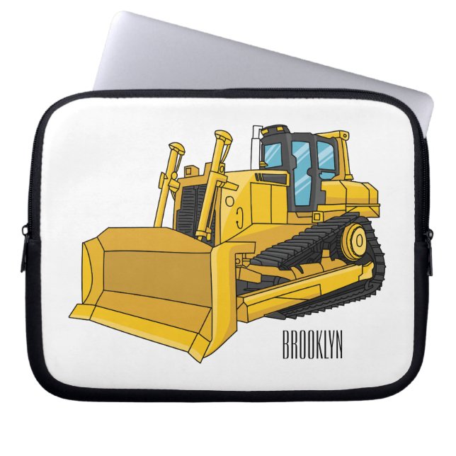 illustration av tecknaden Bulldozer Laptop Fodral (Framsidan)