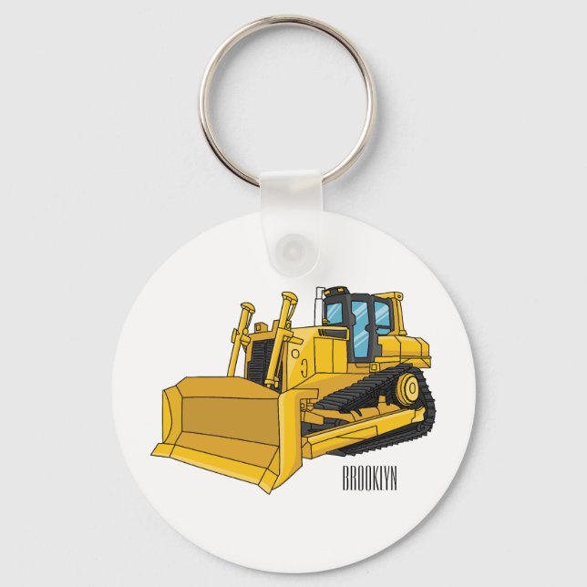 illustration av tecknaden Bulldozer Nyckelring (Framsida)