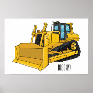 illustration av tecknaden Bulldozer Poster