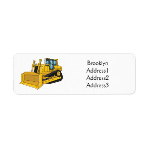 illustration av tecknaden Bulldozer Returadress Etikett